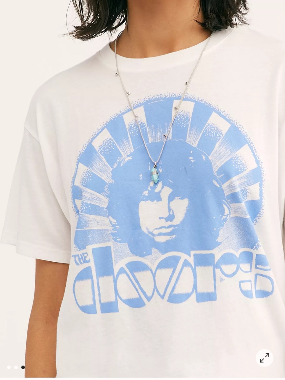 Free People Daydreamers Doors Tee Blue and White size XS